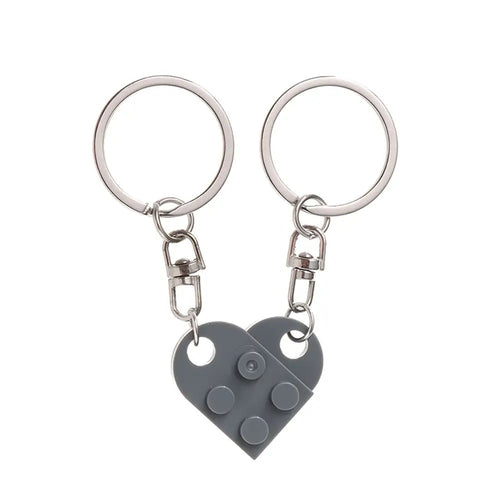 1Pair Cute Love Heart Brick Keychain Couples Keychain Best Friendship for Women Men Separable Key Ring Jewelry Gifts